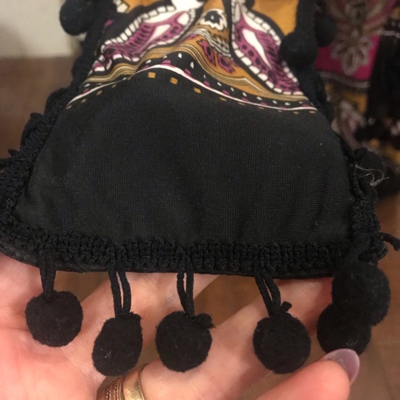 Bebe Black Paisley Multicoloured Tunic Long Sleeve Top with Neck Tie - Picture 7 of 12